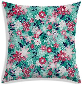 RADANYA Floral Polyester Green Cushion Cover ( Regular , Pack of 1 )