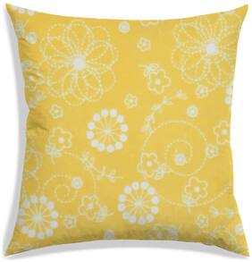 RADANYA Floral Polyester Yellow Cushion Cover ( Large , Pack of 1 )