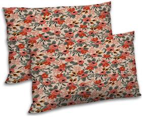 RADANYA Polyester Floral Pillow Covers ( Pack of 2 , Beige )