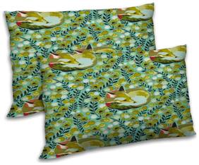 RADANYA Polyester Floral Pillow Covers ( Pack of 2 , Green )