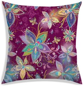 RADANYA Floral Polyester Purple Cushion Cover ( Regular , Pack of 1 )