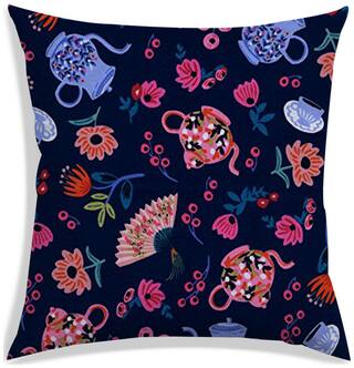 RADANYA Floral Polyester Blue Cushion Cover ( Small , Pack of 1 )