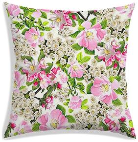 RADANYA Floral Polyester White Cushion Cover ( Large , Pack of 1 )