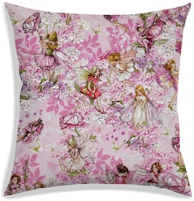 RADANYA Floral Polyester Pink Cushion Cover ( Large , Pack of 1 )