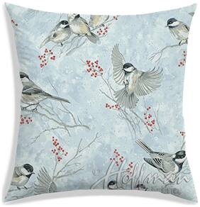 RADANYA Floral Polyester Grey Cushion Cover ( Small , Pack of 1 )