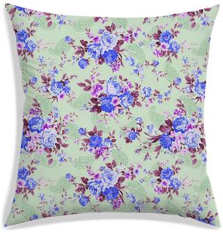 RADANYA Floral Polyester Green Cushion Cover ( Regular , Pack of 1 )