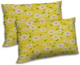 RADANYA Polyester Floral Pillow Covers ( Pack of 2 , Yellow )