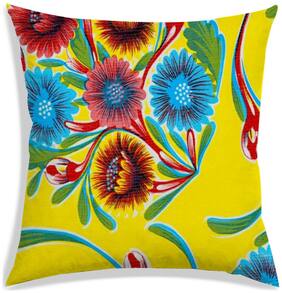 RADANYA Floral Polyester Yellow Cushion Cover ( Regular , Pack of 1 )