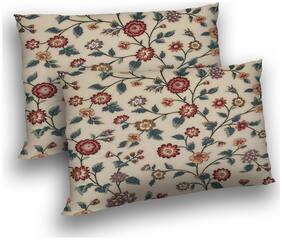 RADANYA Polyester Floral Pillow Covers ( Pack of 2 , Beige )