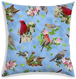 RADANYA Floral Polyester Blue Cushion Cover ( Regular , Pack of 1 )