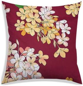 RADANYA Floral Polyester Maroon Cushion Cover ( Large , Pack of 1 )