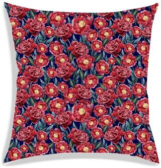 RADANYA Floral Polyester Blue Cushion Cover ( Large , Pack of 1 )