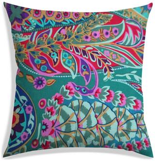 RADANYA Floral Polyester Green Cushion Cover ( Large , Pack of 1 )