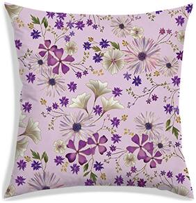 RADANYA Floral Polyester Purple Cushion Cover ( Regular , Pack of 1 )
