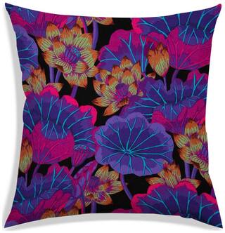 RADANYA Floral Polyester Black Cushion Cover ( Regular , Pack of 1 )