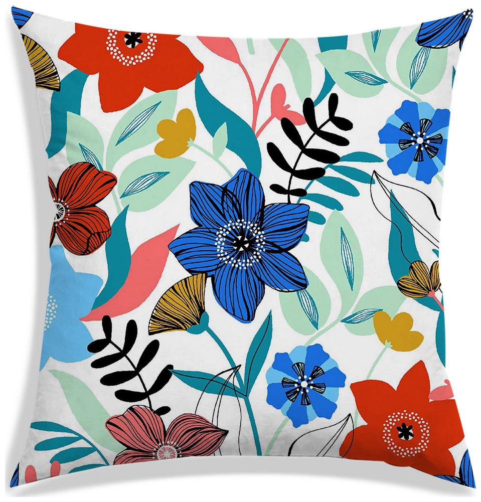 

RADANYA Floral Polyester White Cushion Cover ( Regular Pack of 1 )