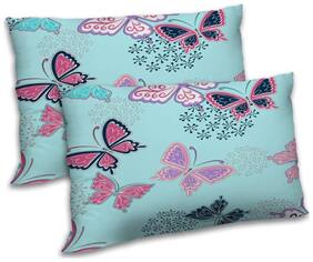 RADANYA Polyester Floral Pillow Covers ( Pack of 2 , Blue )