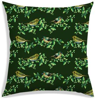 RADANYA Floral Polyester Green Cushion Cover ( Large , Pack of 1 )
