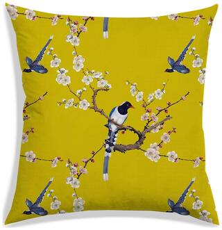 RADANYA Floral Polyester Mustard Cushion Cover ( Large , Pack of 1 )