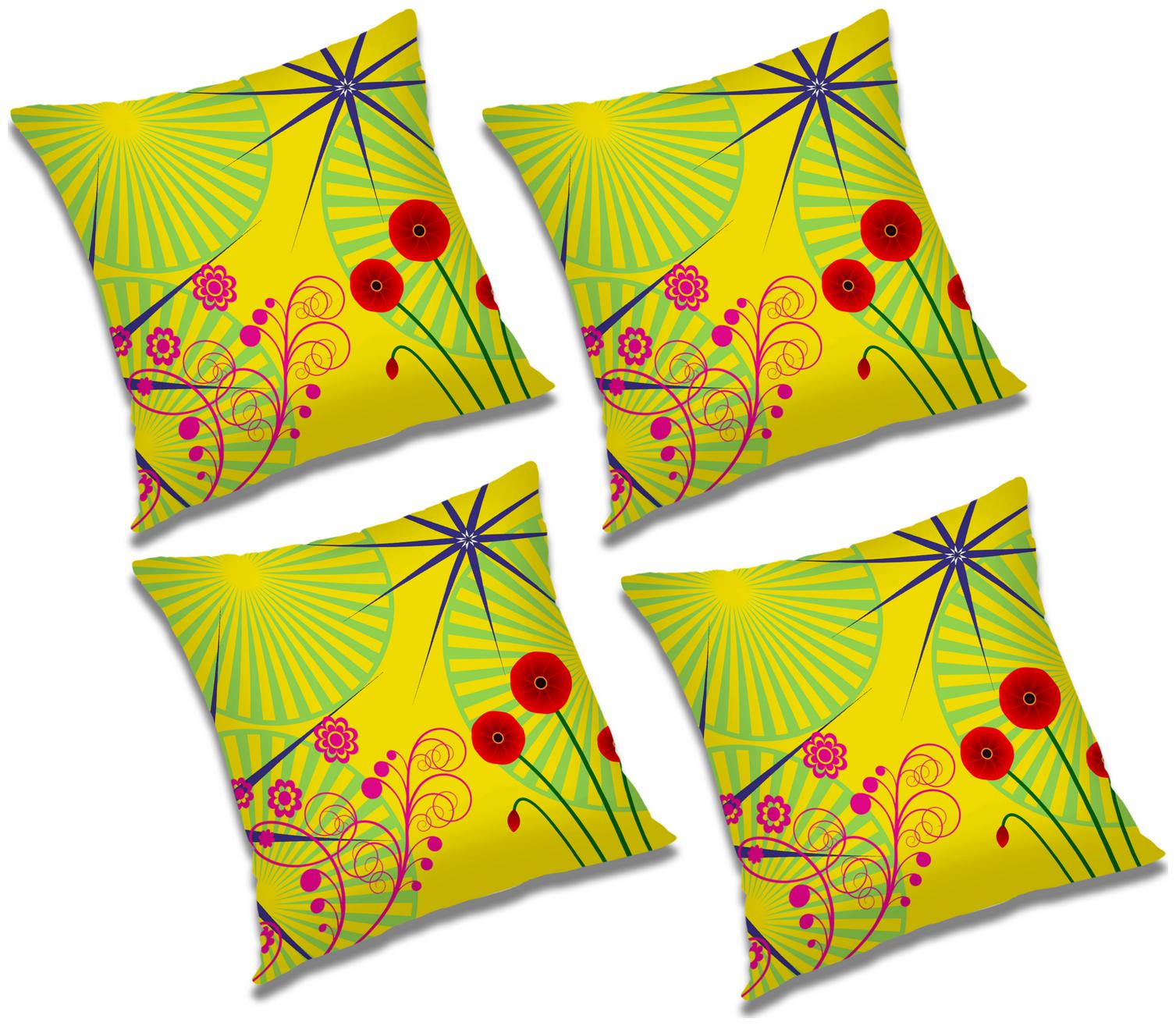 

RADANYA Floral Cushion Cover with Filler (Set of 4) 18x18 inch