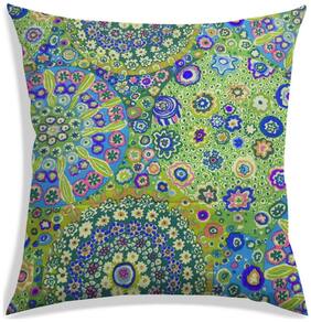 RADANYA Floral Polyester Green Cushion Cover ( Small , Pack of 1 )
