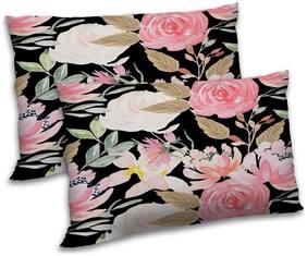 RADANYA Polyester Floral Pillow Covers ( Pack of 2 , Black )