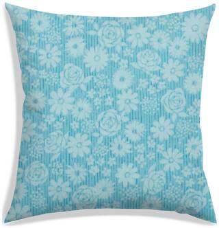RADANYA Floral Polyester Blue Cushion Cover ( Large , Pack of 1 )