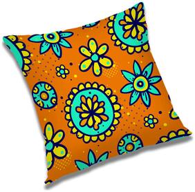 RADANYA Floral Polyester Orange Cushion Cover ( Small , Pack of 1 )