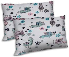 RADANYA Polyester Floral Pillow Covers ( Pack of 2 , Beige )