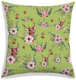 RADANYA Floral Polyester Green Cushion Cover ( Regular , Pack of 1 )