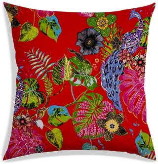 RADANYA Floral Polyester Red Cushion Cover ( Large , Pack of 1 )
