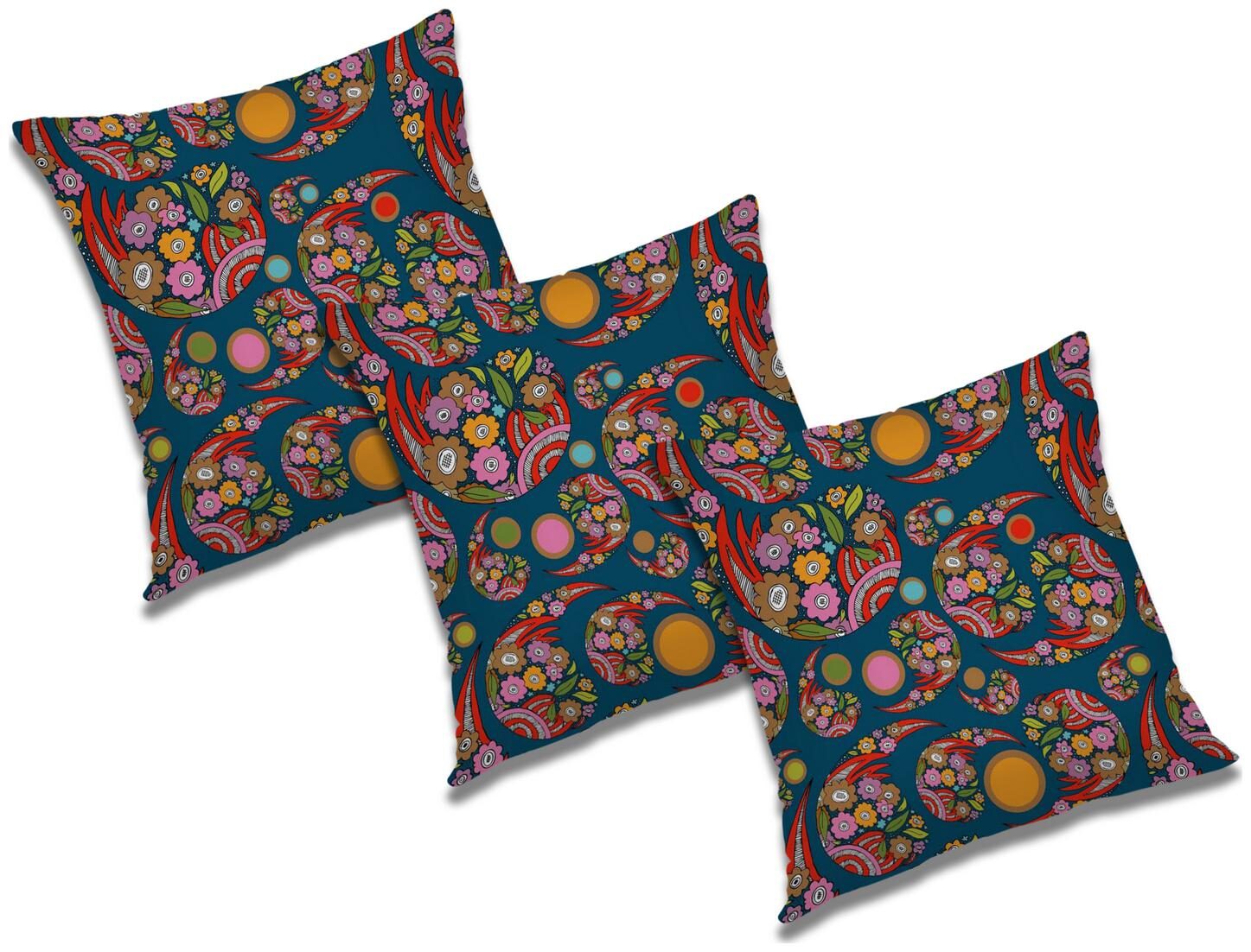 

RADANYA Floral Cushion Cover with Filler (Set of 3) 16x16 inch