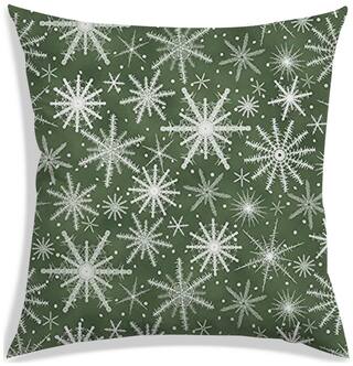 RADANYA Floral Polyester Green Cushion Cover ( Large , Pack of 1 )