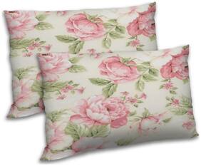 RADANYA Polyester Floral Pillow Covers ( Pack of 2 , White )