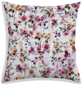 RADANYA Floral Polyester Cream Cushion Cover ( Regular , Pack of 1 )