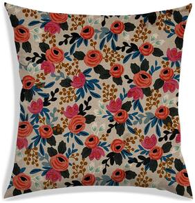 RADANYA Floral Polyester Beige Cushion Cover ( Regular , Pack of 1 )