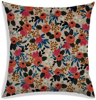 RADANYA Floral Polyester Beige Cushion Cover ( Regular , Pack of 1 )
