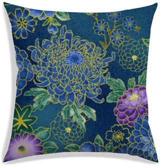RADANYA Floral Polyester Blue Cushion Cover ( Large , Pack of 1 )