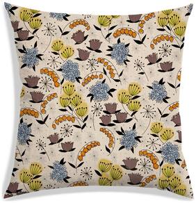RADANYA Floral Polyester Beige Cushion Cover ( Large , Pack of 1 )