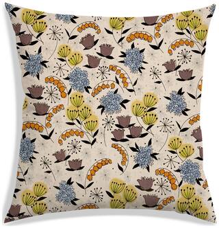 RADANYA Floral Polyester Beige Cushion Cover ( Large , Pack of 1 )