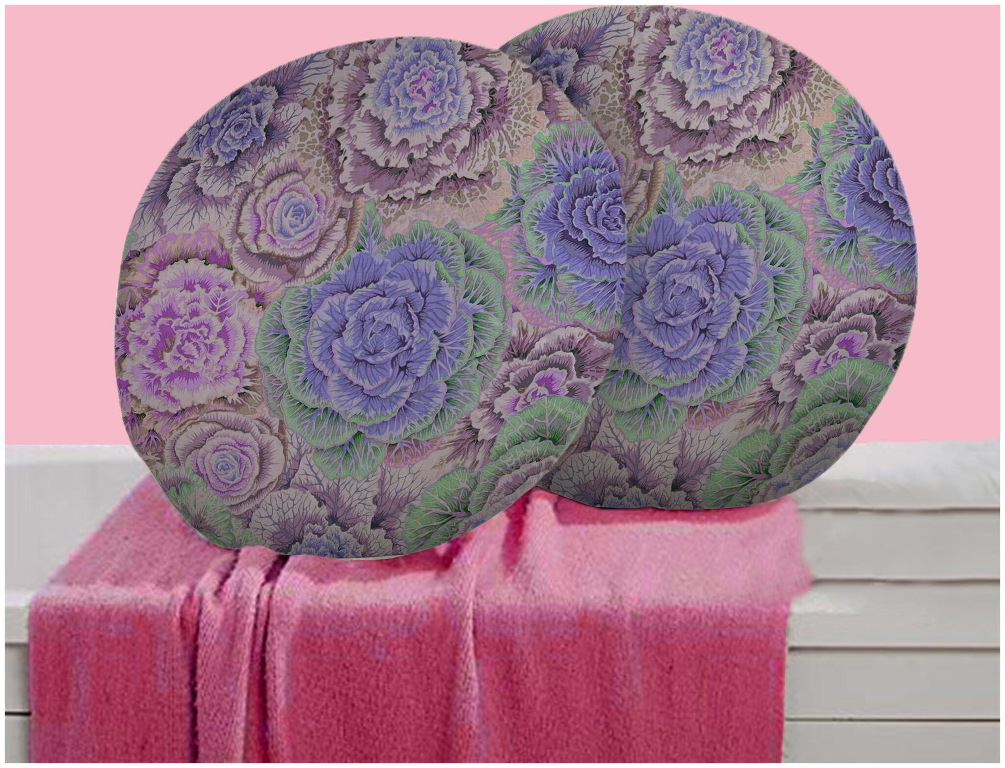 

RADANYA Floral Digitally Printed Round Cushion Cover Pillow Case Home D cor Set of 2 16 inch Multicolor