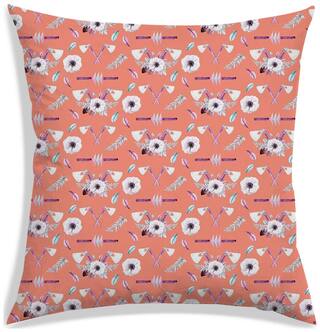 RADANYA Floral Polyester Peach Cushion Cover ( Large , Pack of 1 )