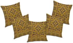 RADANYA Floral Polyester Gold Cushion Cover ( Extra large , Pack of 5 )