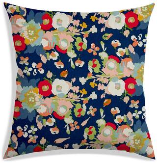 RADANYA Floral Polyester Blue Cushion Cover ( Large , Pack of 1 )