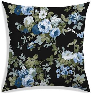 RADANYA Floral Polyester Black Cushion Cover ( Large , Pack of 1 )