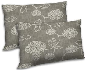 RADANYA Polyester Floral Pillow Covers ( Pack of 2 , Grey )