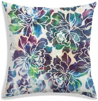 RADANYA Floral Polyester Beige Cushion Cover ( Large , Pack of 1 )