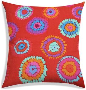 RADANYA Floral Polyester Orange Cushion Cover ( Extra large , Pack of 1 )