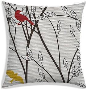 RADANYA Floral Polyester Off-white Cushion Cover ( Large , Pack of 1 )