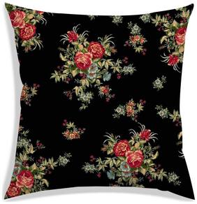 RADANYA Floral Polyester Black Cushion Cover ( Small , Pack of 1 )